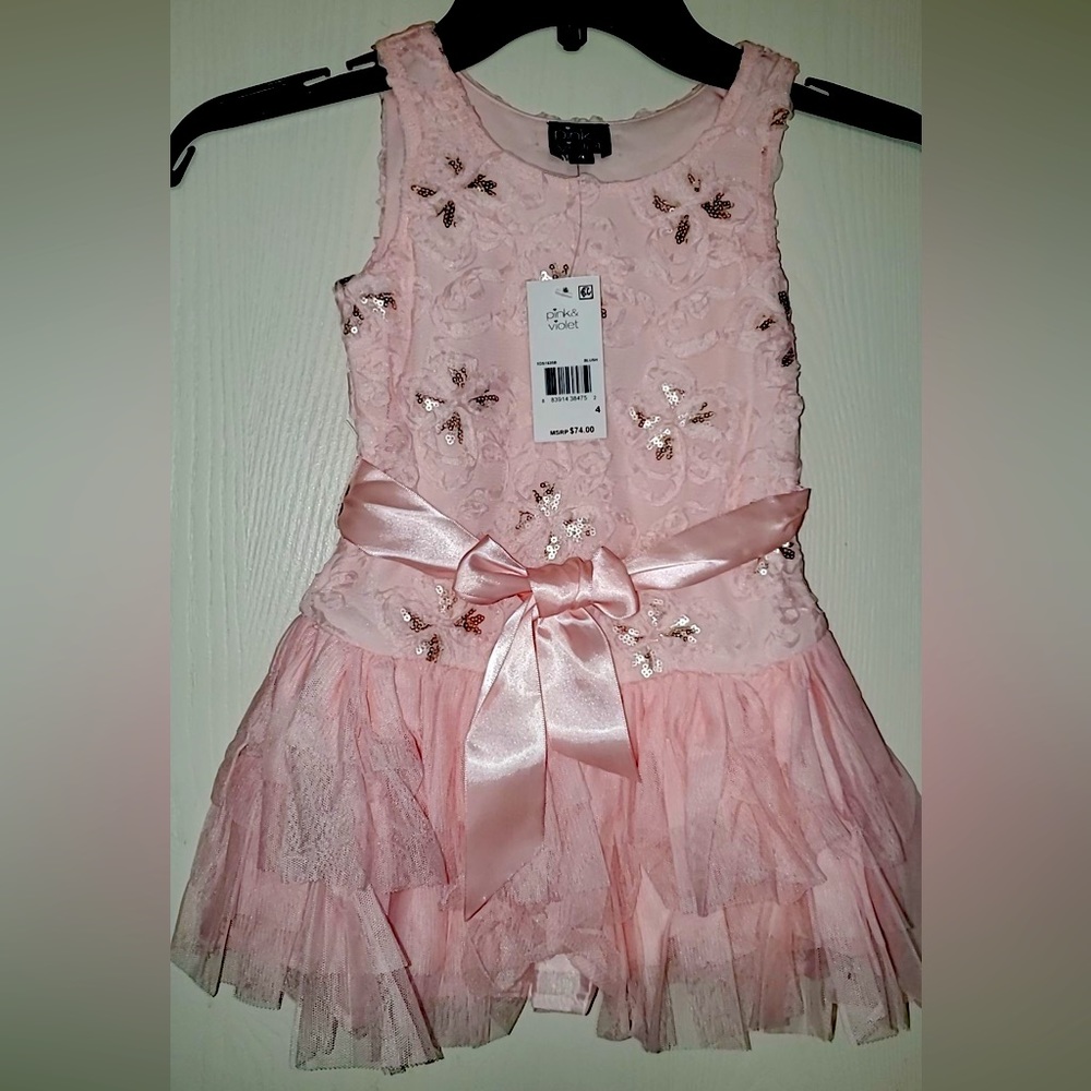 Pink & Violet 3D Mesh Little Princess Dress NWT